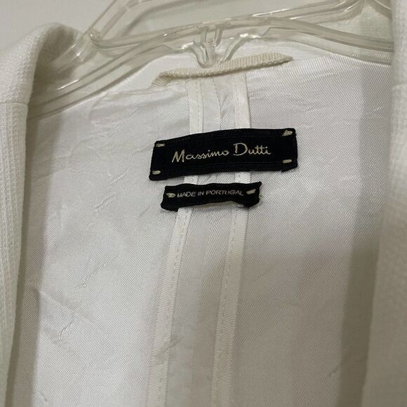 Massimo Dutti white ivory tweed knit lightweight blazer jacket size US 2 - Picture 7 of 8